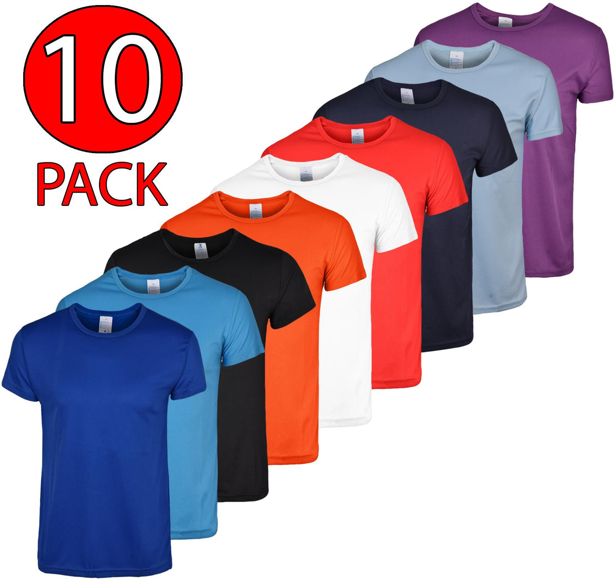 10 Pack Mens Plain Quick Dry T Shirts 5poundstuff